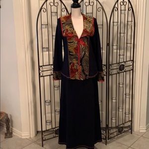 Black skirt set with animal print accents